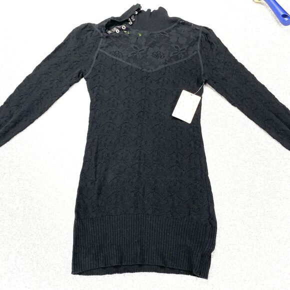 Free People Sweater Womens S/P Black Boho Moto Goth MSRP: $98.00 - Picture 1 of 16